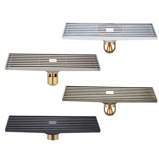 8x30cm Extended Full Copper Strip Floor Drain, Style: K8035 Nickel Brushes+5.5 Deep Water Seal by bashfashion