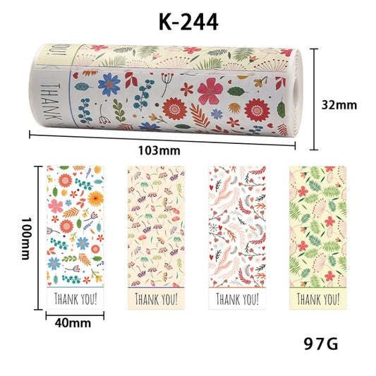 Floral Thank You Label Sticker Handicraft Decoration Small Gift Sticker(K-244) by bashfashion