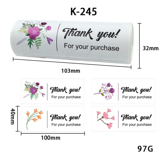 Floral Thank You Label Sticker Handicraft Decoration Small Gift Sticker(K-245) by bashfashion