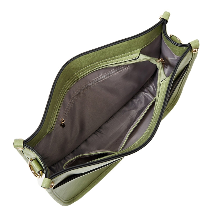 013 Leopard Strap PU Leather Single-shoulder Waterproof Crossbody Tote Bag(Green) by bashfashion