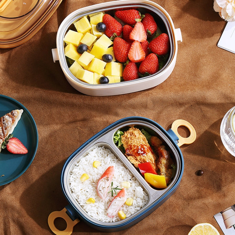 Large Capacity Oval Divided Portable Office Insulation Lunch Box, Specification: 1.2L (Plastic Blue) by bashfashion