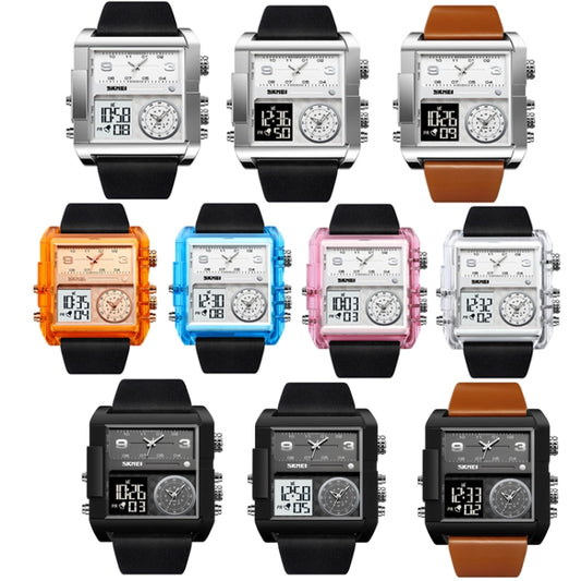 SKMEI 2020 Square Large Dial Triple Movement Men Sports Watch(Amber) by SKMEI