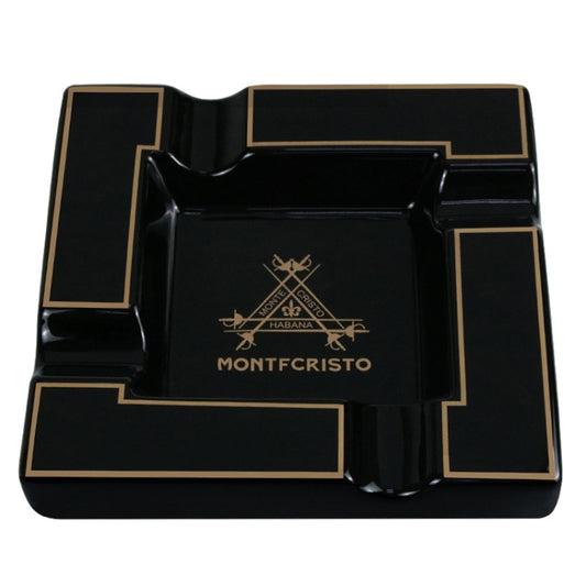 Four Slot Large-Diameter Smoke Groove Ceramic Cigar Ashtray(Black) by bashfashion