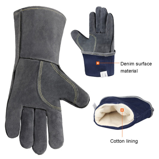 Outdoor Camp BBQ Gloves High Temperature Resistant Insulation Gloves(Gray) by bashfashion