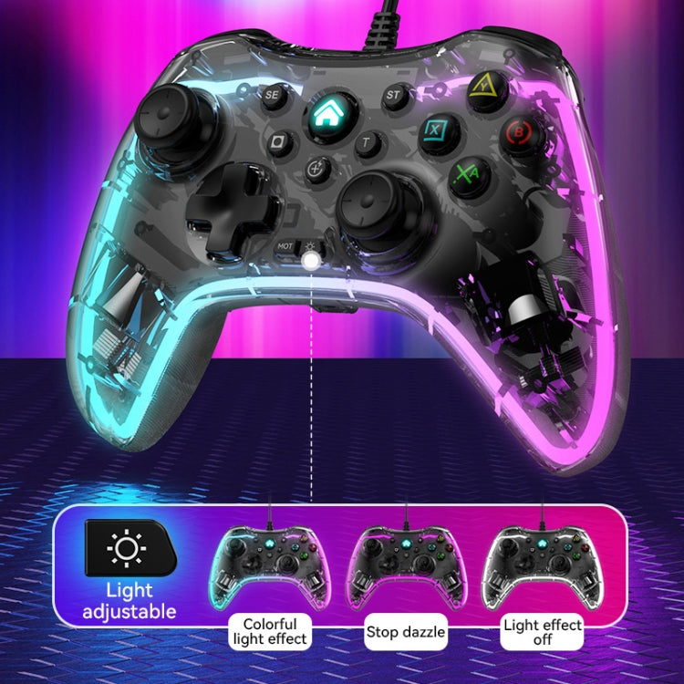 S03 Glare Transparent Wired Gamepad for Nintendo Switch/Sony PS/Computer(White) by bashfashion