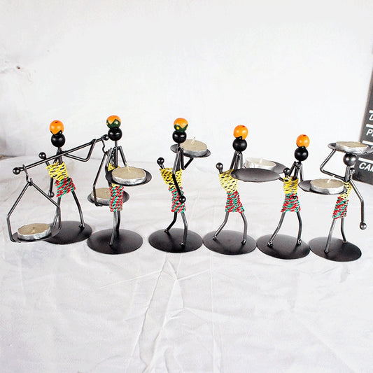 Retro Wrought Iron Man-shaped Candlestick Ornament Restaurant Table Decoration Props, Color: 20 by bashfashion