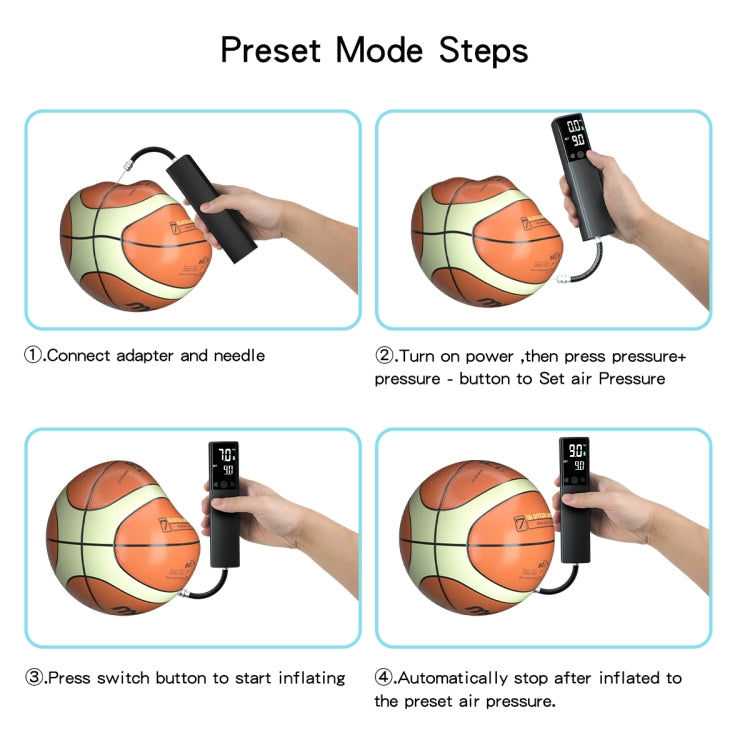 AP-04 Wireless Electric Air Pump With LCD Display For Football Basketball(Black) by bashfashion