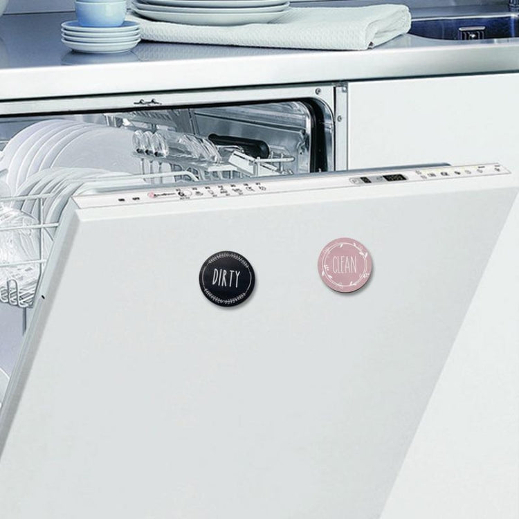 Dishwasher Round Magnet Clean Dirty Sign Double-Sided Dishwasher Magnet Cover(Black White) by bashfashion