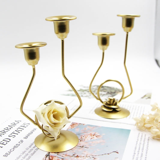 Wrought Iron Double-Headed Candle Holder Party Wedding Table Decoration Candlesticks(Iron) by bashfashion