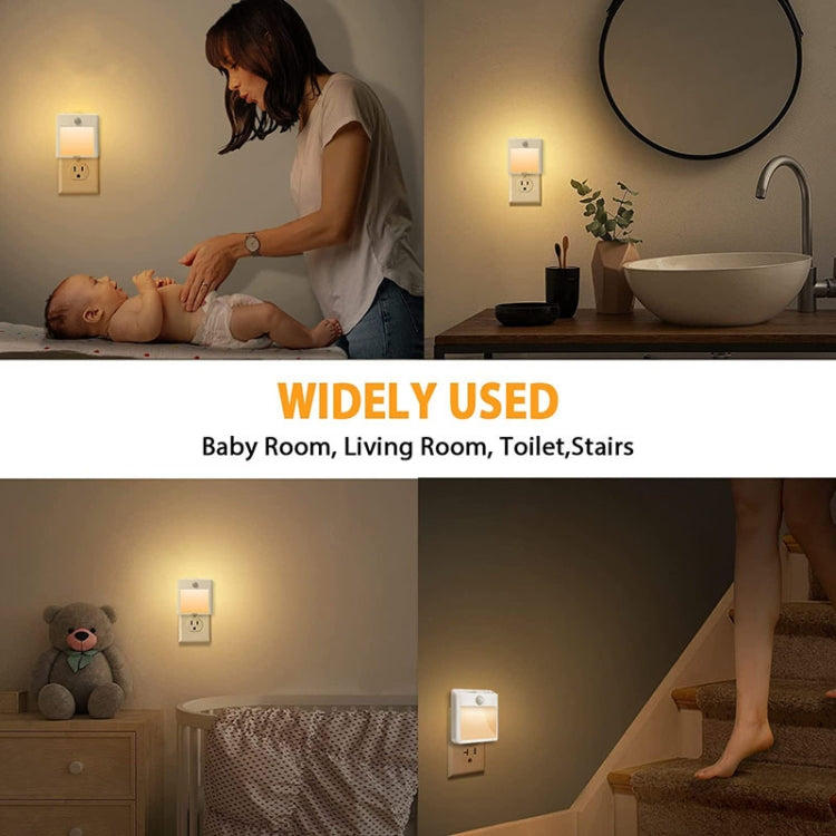 NL2101 Motion Sensor LED Night Light AC Plug Dimming Sleep Lights,Spec: Warm and White UK Plug by bashfashion