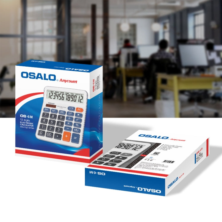 OSALO OS-6M 12-digit Office Desktop Calculator Solar Dual Power Calculator by OSALO