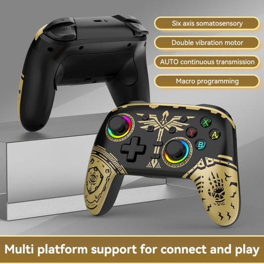 Wireless Bluetooth Somatosensory Vibration Gamepad for Nintendo Switch/Switch PRO, Color: Black Gold by bashfashion