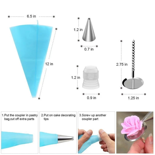 35 In 1 Aluminum Alloy Cake Turntable Piping Tip Set DIY Baking Tools by bashfashion