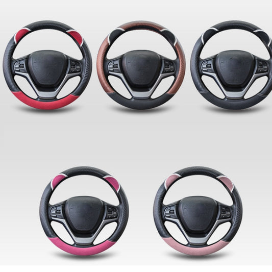 38cm Cute Rabbit Women Cartoon Car Steering Wheel Cover, Color: D Type Black Pink by bashfashion