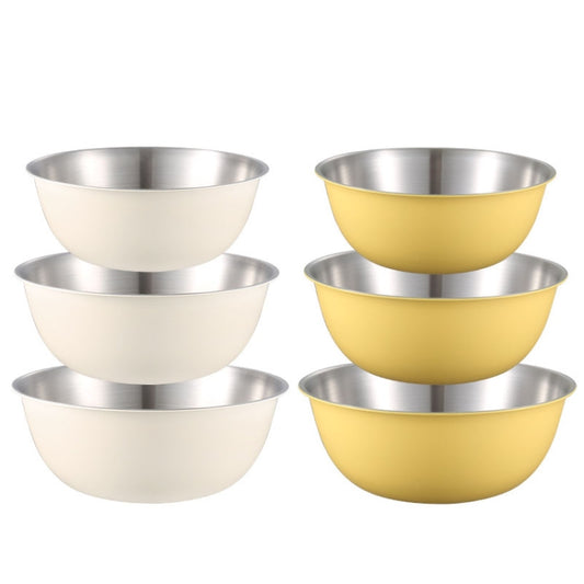 304 Stainless Steel Food Grade Dishes Bowl Kitchen Baking Stirring Bowl Vegetables Sandwood Basin, Size: 22cm (White) by bashfashion