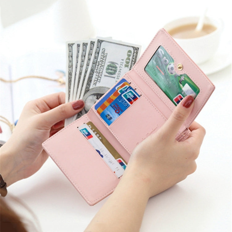 Cartoon Cute Cat Tri-fold Wallet Mini Embossed Multifunctional Wallet(Grey) by bashfashion