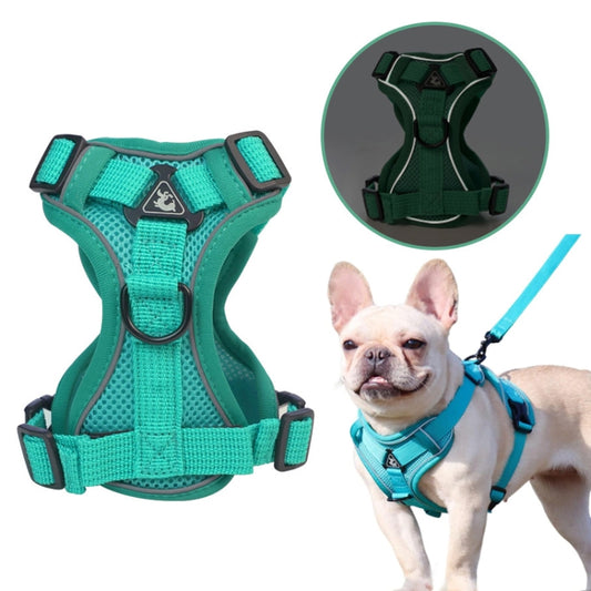 Pet Vest Harness + Traction Rope Set Reflective Breathable Dog Cat Harness, Size: L(Blue) by bashfashion