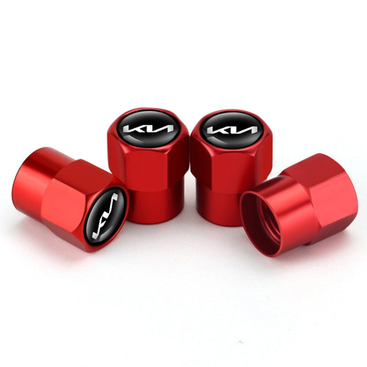 3sets/12pcs For KIA KN Car Tire Valve Core Decorative Metal Cap(Red) by bashfashion
