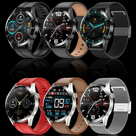 Sports Health Monitoring Waterproof Smart Call Watch With NFC Function, Color: Black-Black Steel+Black Silicone by bashfashion