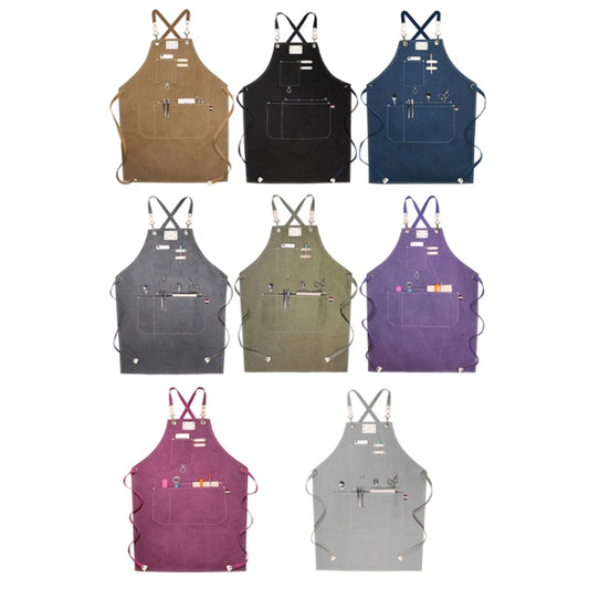 Floral Milk Tea Baking Workwear Apron(Blue) by bashfashion