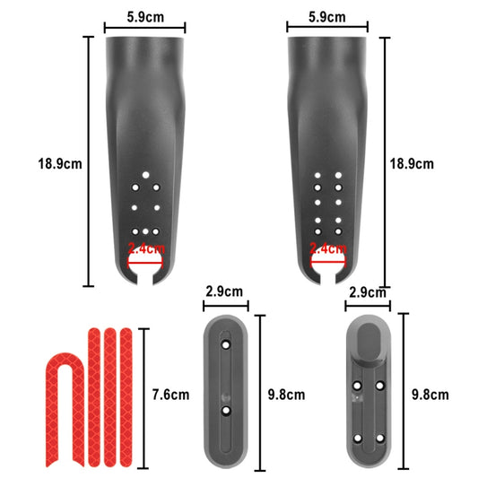 For Xiaomi M365 / PRO / 1S Skateboard Accessories Front Fork Plastic Protection Cover Reflecting Bar Set(White) by bashfashion