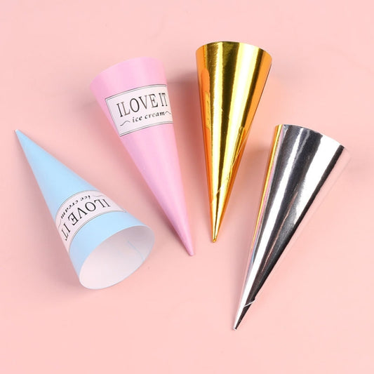 100pcs Disposable Ice Cream Paper Holder Sweet Crispy Tip Bottom Paper(Silver) by bashfashion