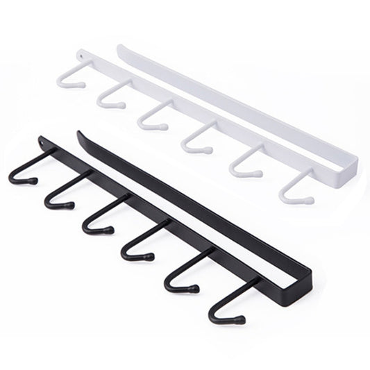 6 Even Iron Hook Hanging Cup Holder Cabinet Storage Hanger(White) by bashfashion