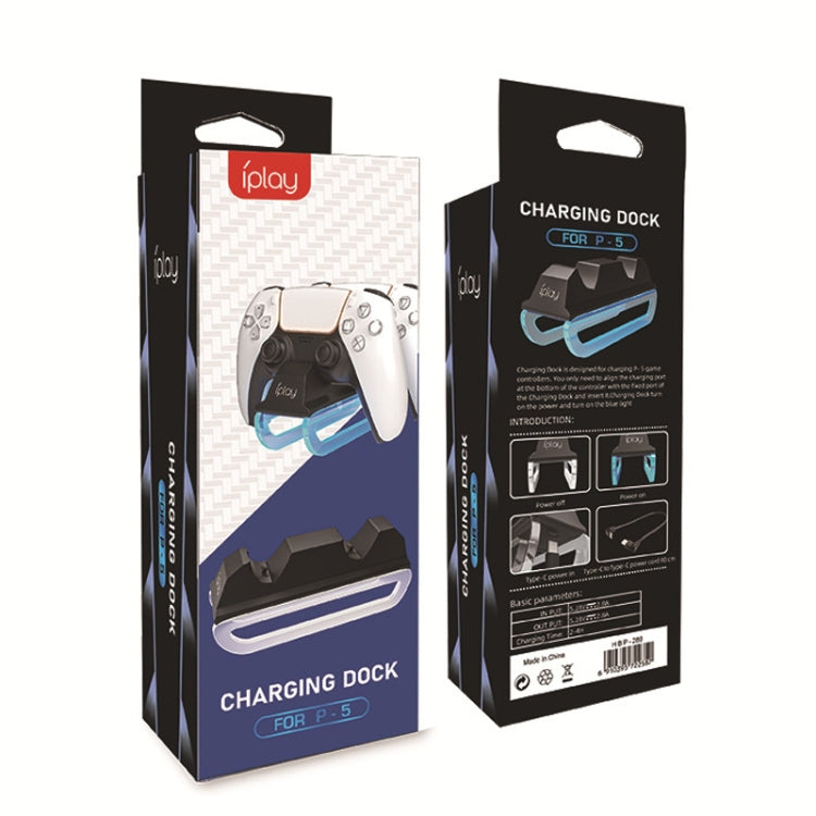 iplay HBP-289 For PS5 Game Handle Dual Seat Charger Touch Point Charging Base(Black) by iplay