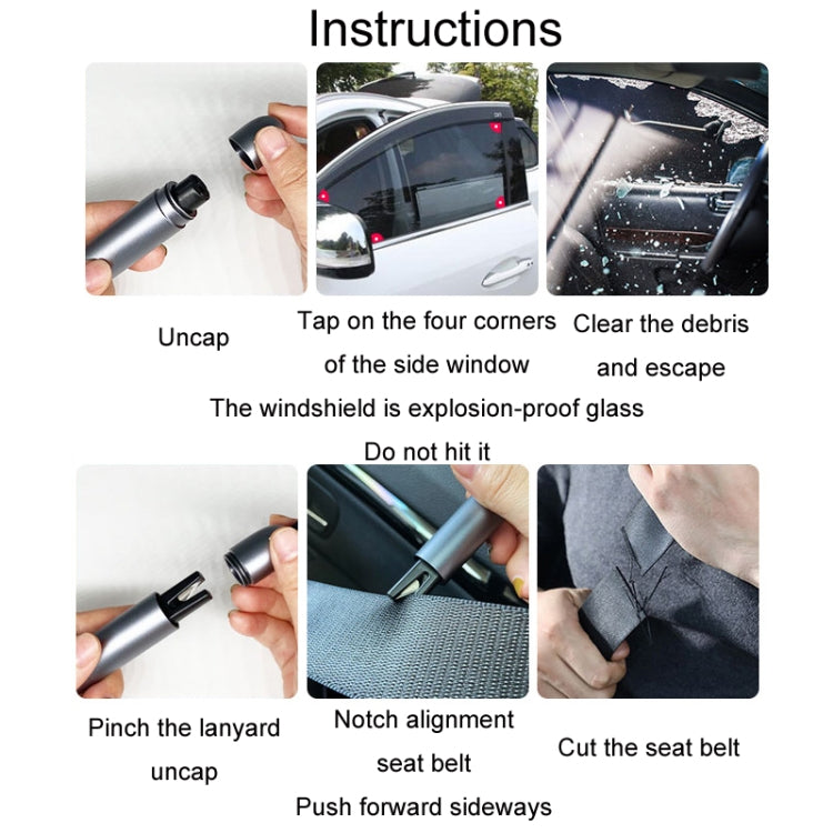 Vehicle-Mounted Multifunctional Broken Window Escape Safety Hammer(Black) by bashfashion