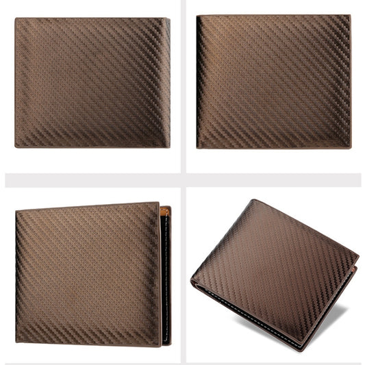 Men Wallet Carbon Fiber Horizontal Business Wallet Card Holder(Coffee) by bashfashion