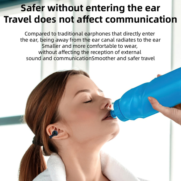 Ear Clip Type Sound Conduction Concept Bluetooth Earphone With Digital Display Charging Compartment(White) by bashfashion