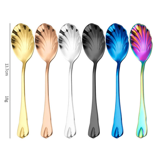 Stainless Steel Water Droplet Shell Spoon Ice Cream Spoon Coffee Mixing Spoon, Color: Colorful by bashfashion