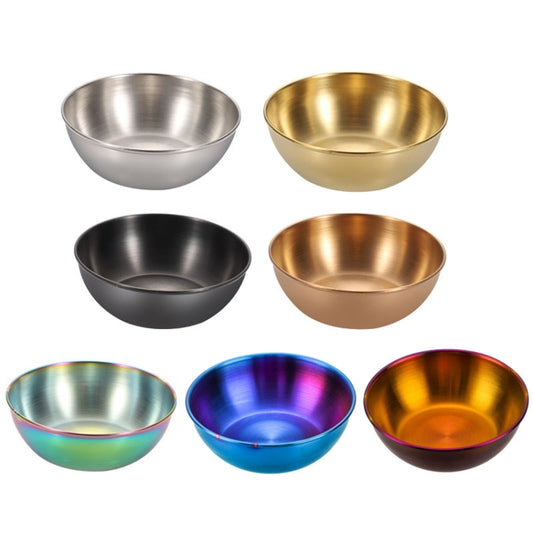 4pcs/set Stainless Steel Circular Dipped Dishes Seasoning Gastric Dish, Color: Gold by bashfashion