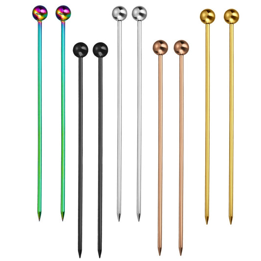 304 Stainless Steel Fruit Needle Dim Sum Decorative Small Sticks, Color: Black by bashfashion