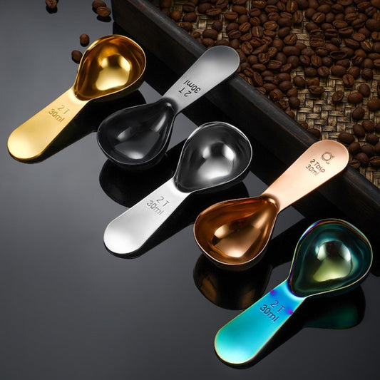 30ml 304 Stainless Steel Thickened Coffee Spoon With Scale Measuring Bean Spoon, Color: Gold by bashfashion