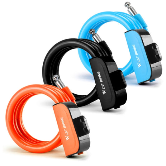 WEST BIKING 1.2m Bicycle Lock PVC Steel Cable Anti-theft Waterproof Cycling Lock(Orange) by WEST BIKING