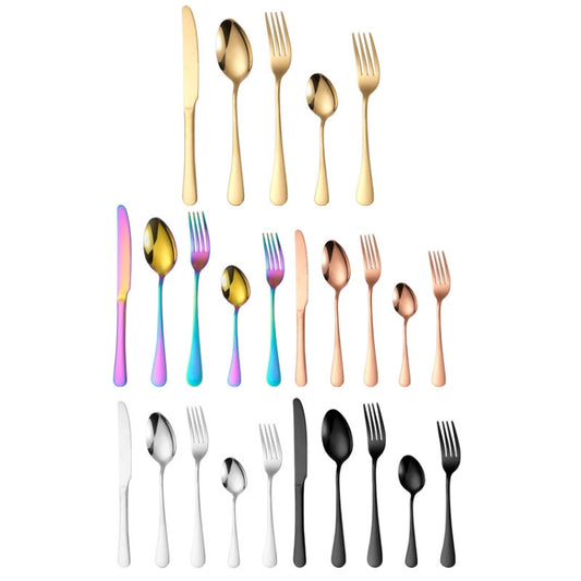 20pcs/set Carton Boxed Gold-Plated Stainless Steel Knife and Fork Set Western Cutlery, Color: Stainless Steel Color by bashfashion