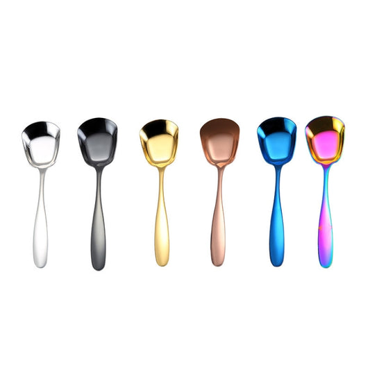Small 304 Stainless Steel Spoon Glossy Thickened Flat Head Flat Bottom Serving Spoon, Color: Rose Gold by bashfashion