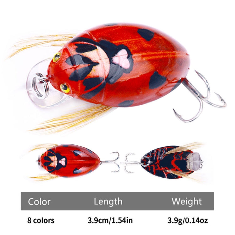 HENGJIA Insect Floating Water Bionic Bait Beetle Water Surface Bass Tap Fake Bait, Color: 8 Colors Bagged by HENGJIA