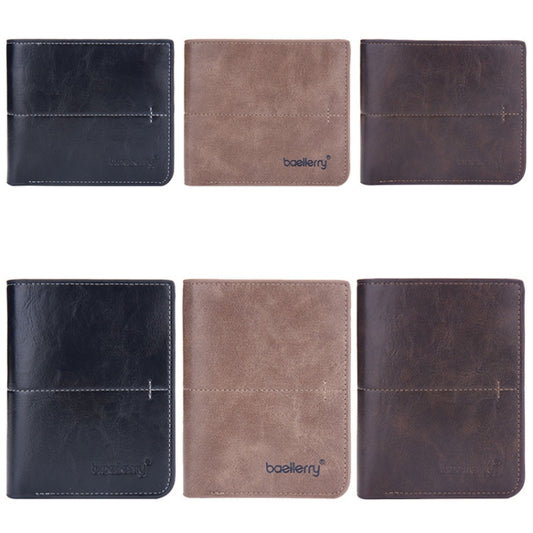 Baellerry Men Short Vintage Multi-Card Wallet Vertical Buckle Zip Wallet(Brown Vertical) by Baellerry