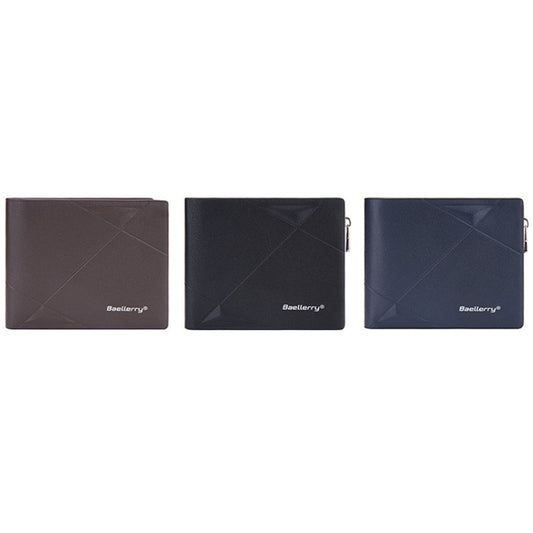 Baellerry Men Short Multi-Card Wallet Large Capacity Leather Zip Coin Purse(Brown) by Baellerry