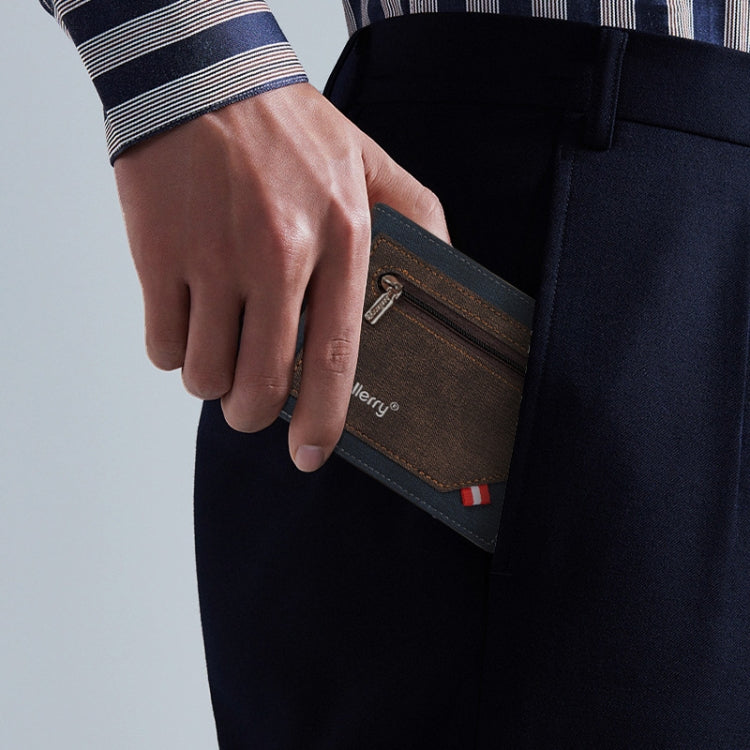 Baellerry Synthetic Leather Men Short Wallet Large Capacity Multi-Card Slot Zipper Wallet(Black) by Baellerry