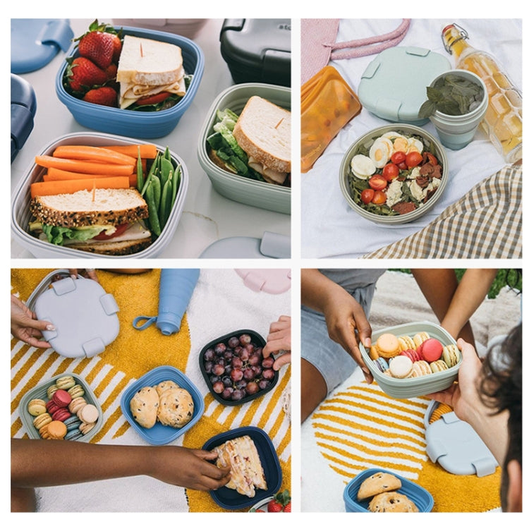 1100ml Silicone Folding Lunch Box Travel Bowl Microwave & Dishwasher Safe(Black) by bashfashion