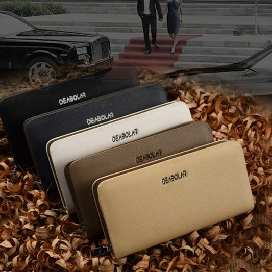 DEABOLAR Long Saffiano Leather Wallet Large Capacity Multi-compartment Zip Clutch(Black) by DEABOLAR