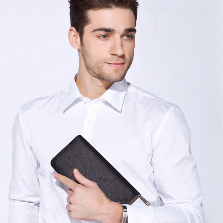 DEABOLAR Long Saffiano Leather Wallet Large Capacity Multi-compartment Zip Clutch(Black) by DEABOLAR