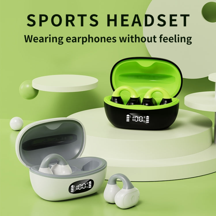 Business Binaural Digital Display Clip-On Bluetooth Earphone With Charging Compartment(Black+Green) by bashfashion