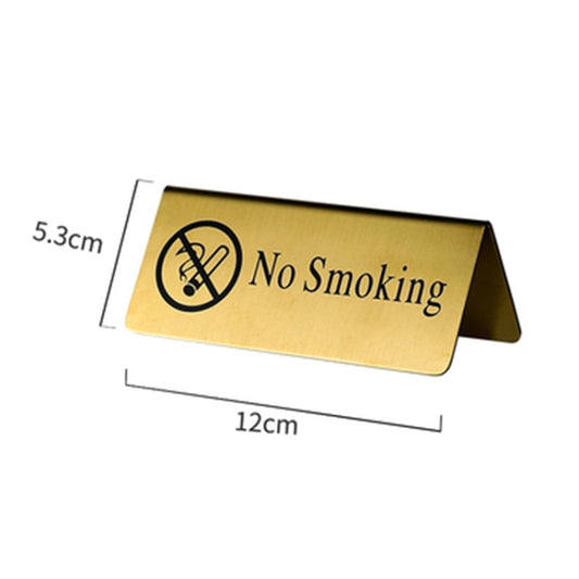 Stainless Steel Hotel Table Countertop Card No Smoking Card (Gold) by bashfashion