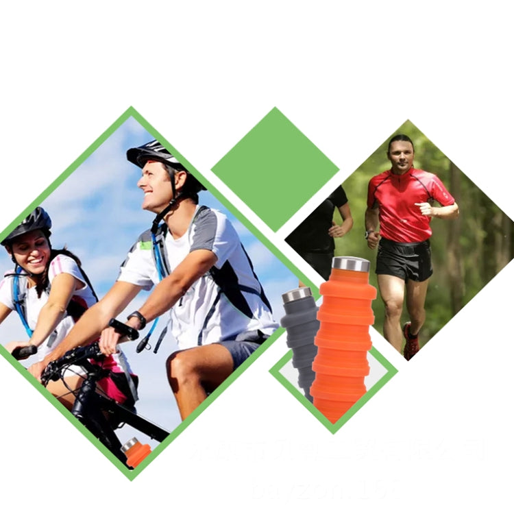 500ml Outdoor Sports Silicone Telescopic Cup Portable Foldable Travel Water Kettle(Blue Handle Lid) by bashfashion