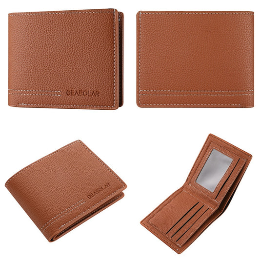 DEABOLAR Large-capacity Multi-card Men Short PU Leather Wallet(Brown) by DEABOLAR