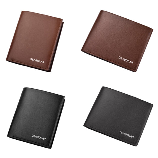 DEABOLAR Large-Capacity Multi-Card Men Short PU Leather Wallet(Brown Horizontal) by DEABOLAR